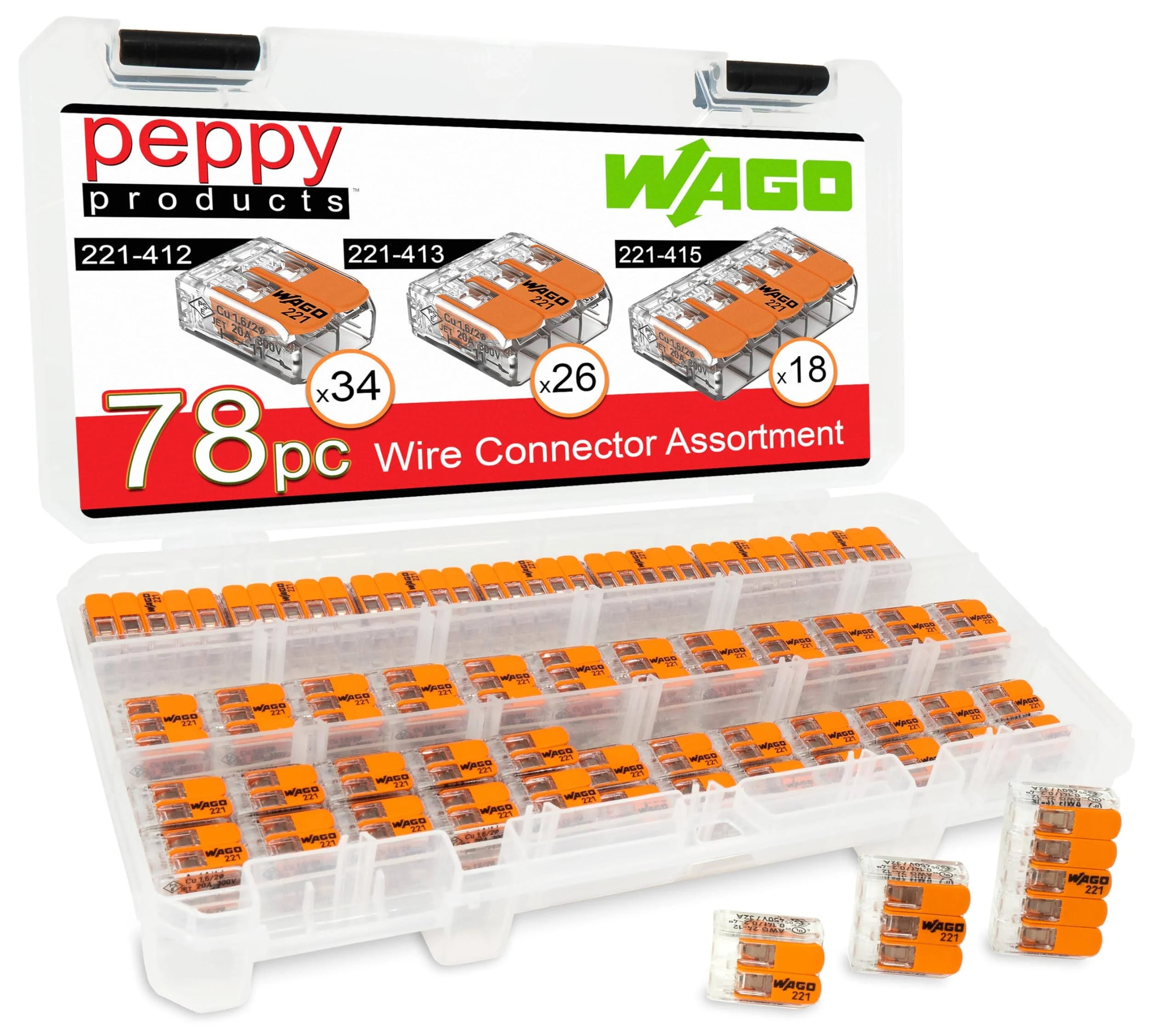 Wago Lever Nuts Splicing Connectors for Copper Wires - 34pcs, 26pcs, and 18pcs Assortment | Image