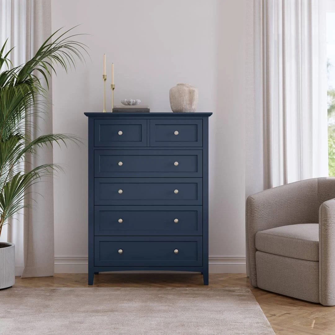 Crisp, Modern Blue Five-Drawer Dresser | Image