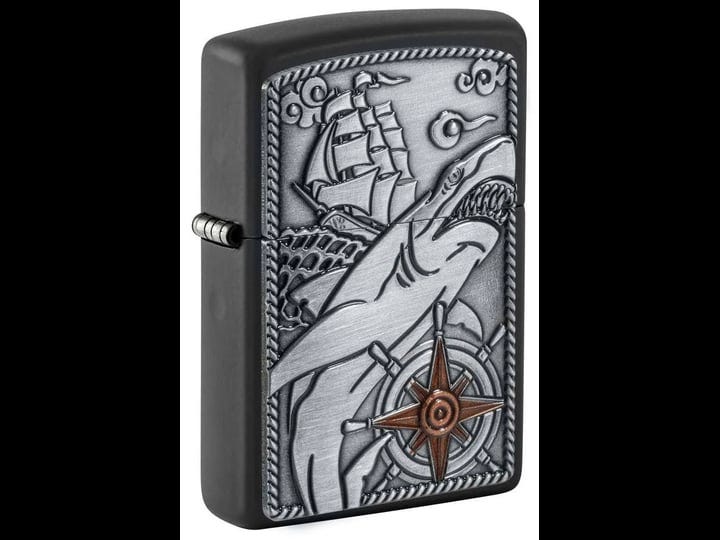 zippo-48120-ship-shark-emblem-design-black-matte-pocket-lighter-1