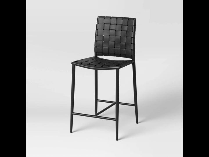 wellfleet-woven-faux-leather-metal-base-counter-height-barstool-threshold-black-1