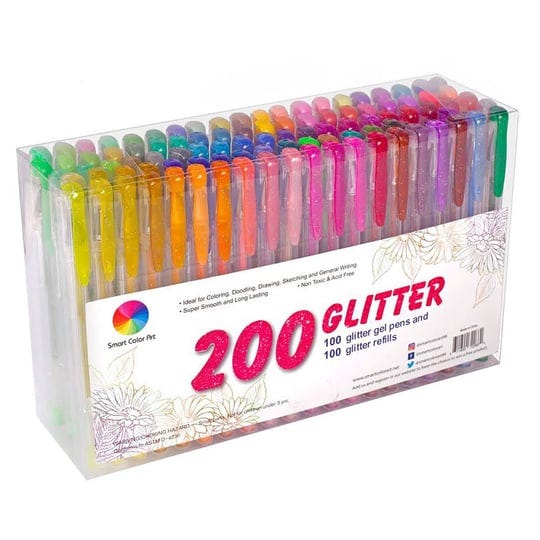 200-pack-glitter-gel-pens-set-smart-color-art-100-colors-gel-pen-with-100-refills-for-adult-coloring-1