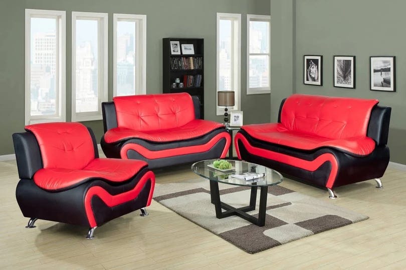 faux-leather-living-room-sofa-set-black-red-3-piece-1