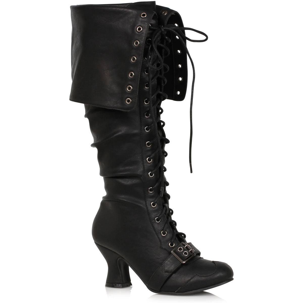 Ellie Shoes Women's Flap Over Pirate Boots in Black | Image