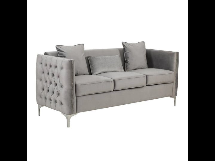 joel-73-inch-modern-sofa-with-3-pillows-tufted-gray-velvet-silver-legs-1