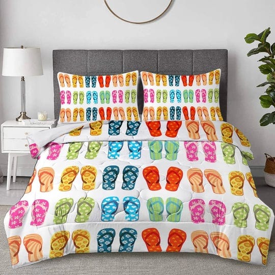 decovogue-beach-flip-flops-comforter-set-colorful-tropical-bed-set-for-full-size-cute-stylish-comfor-1