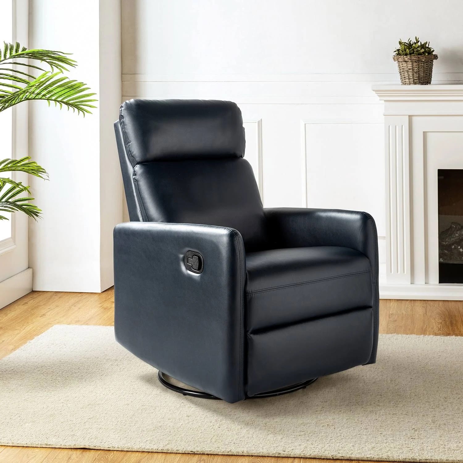 Lyle Navy Swivel Recliner with Enhanced Comfort | Image