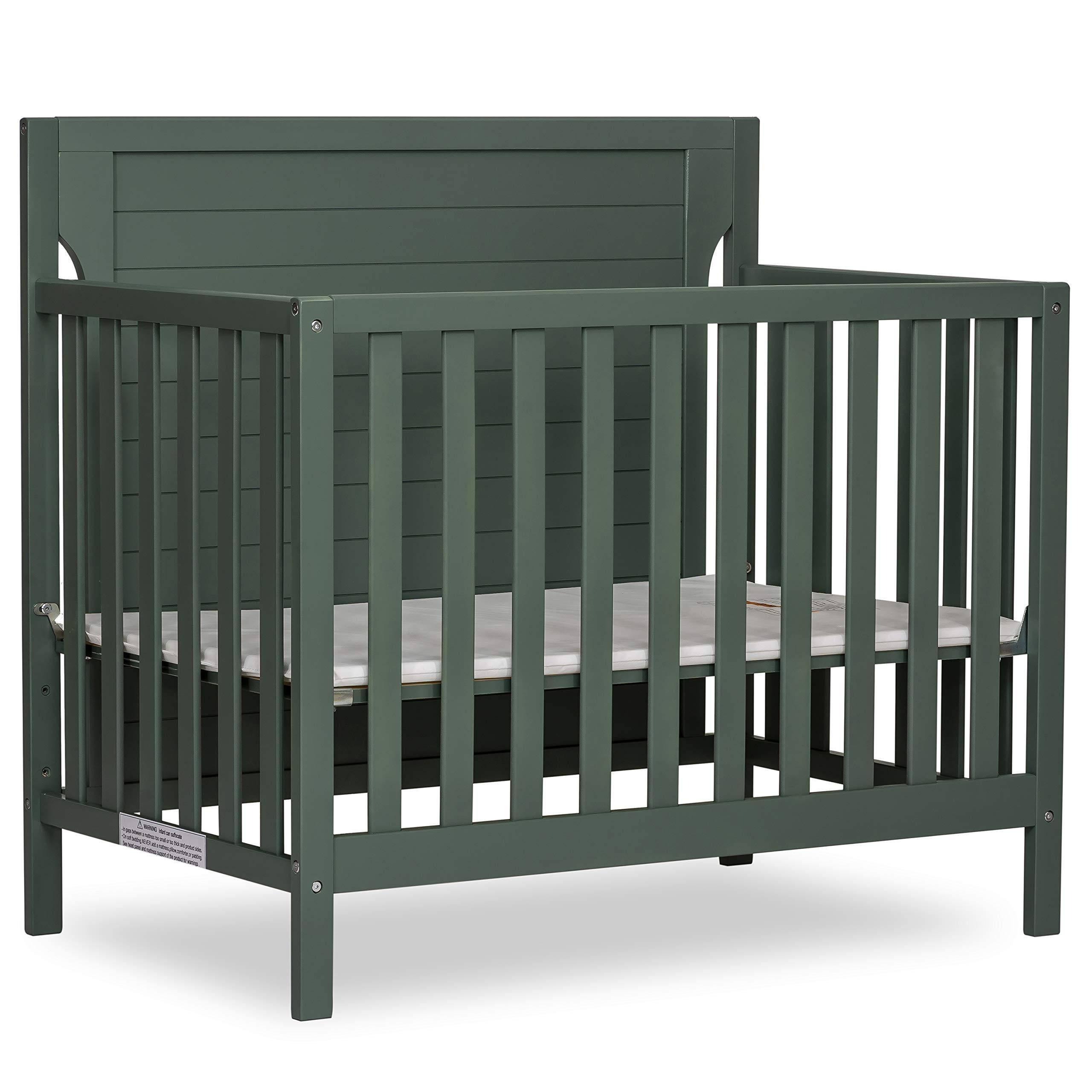 Dream On Me Bellport 4-in-1 Convertible Mini Crib in Safari Green | Image