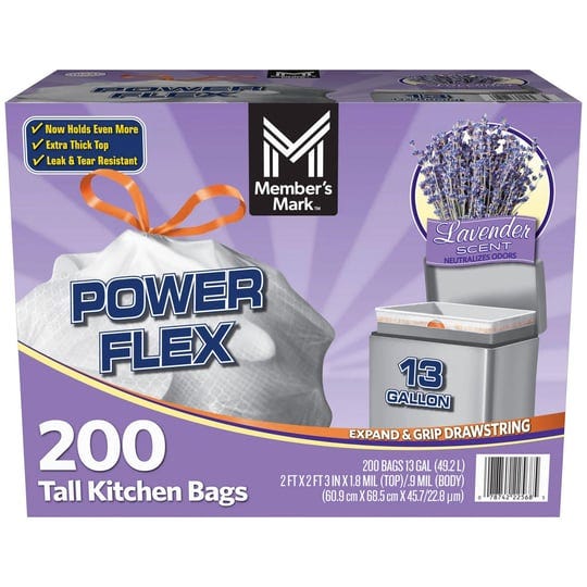 members-mark-power-flex-tall-kitchen-drawstring-bags-13-gallon-200-count-lavender-scent-1