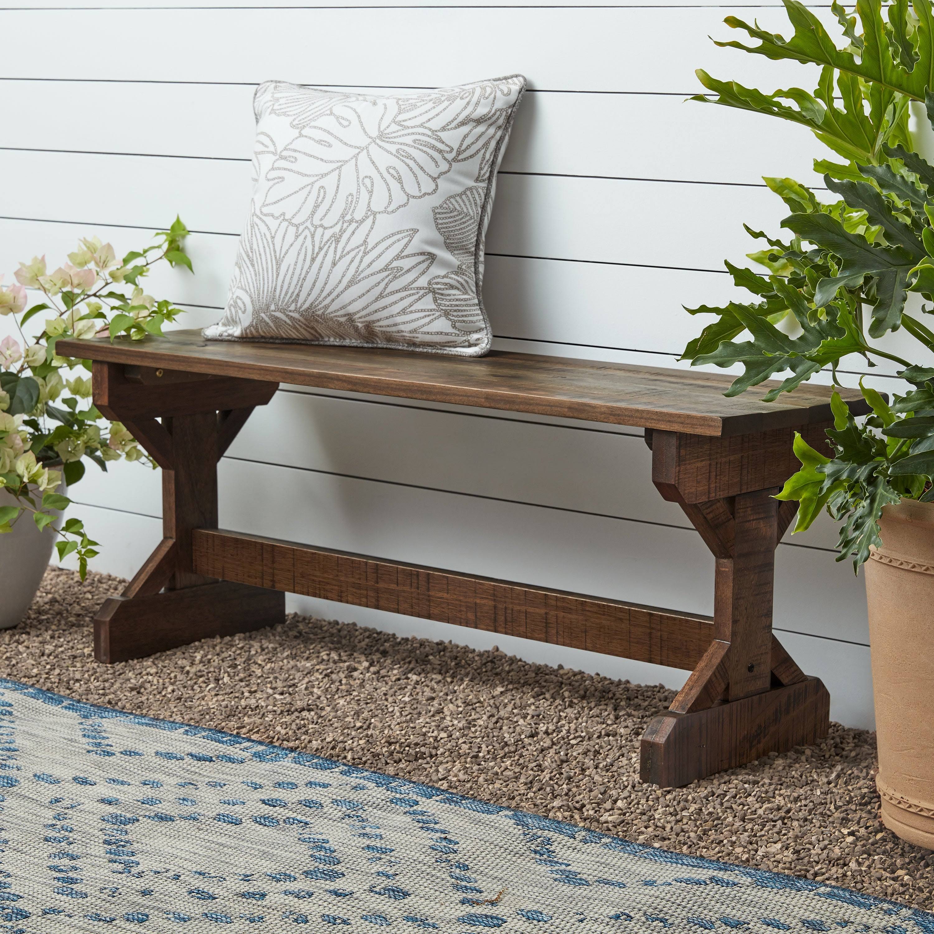 Stylish Farmhouse Meranti Hardwood Porch Bench with Indoor & Outdoor Use | Image