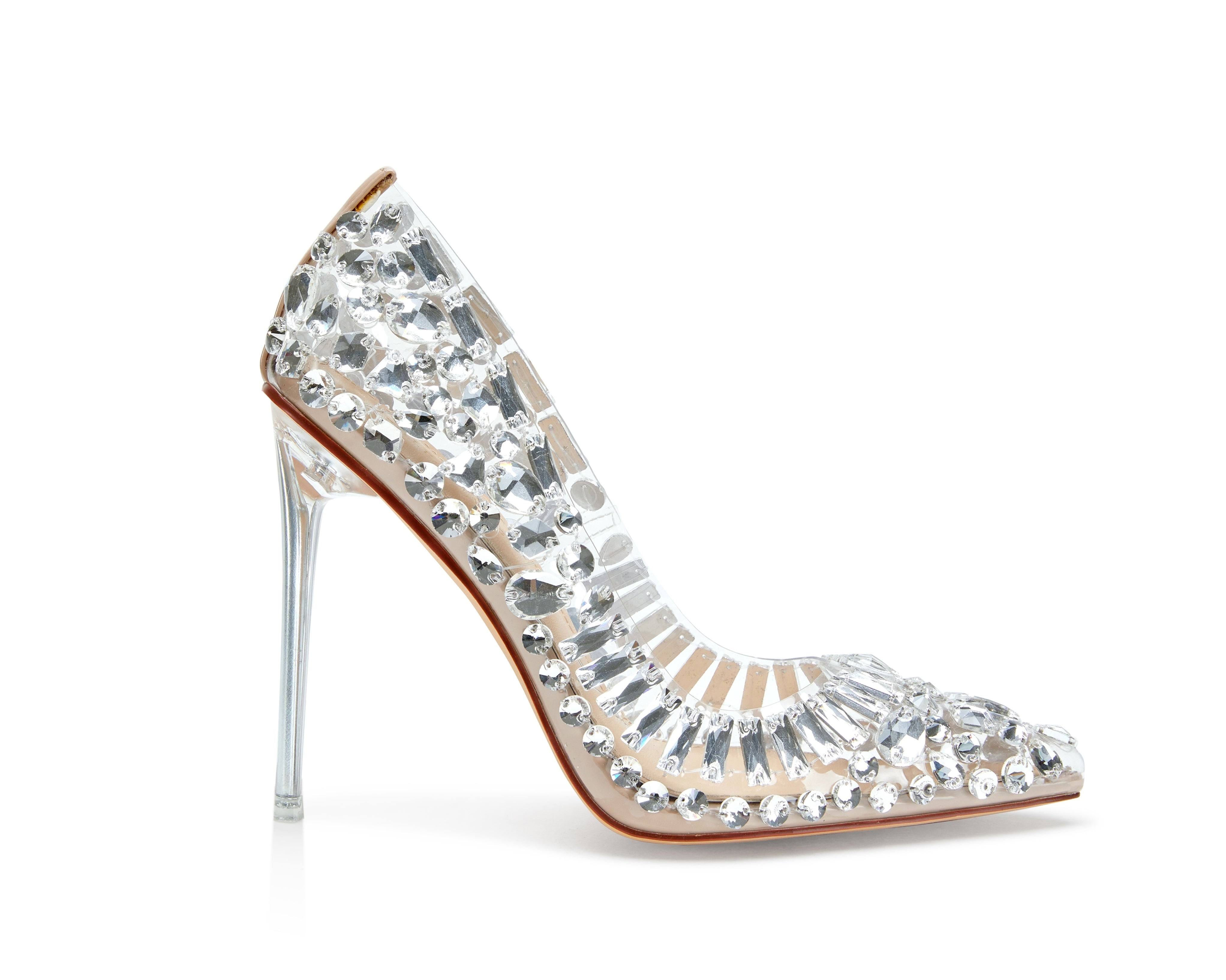 Stylish Clear Rhinestone Pumps | Image