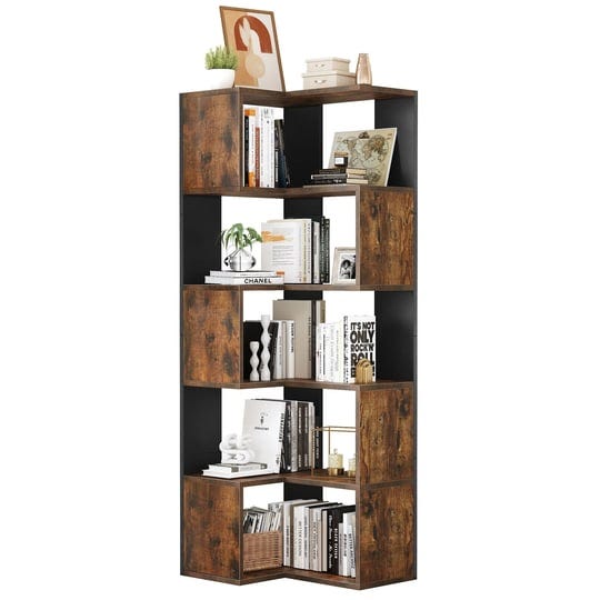 moasis-5-tiers-industrial-corner-bookshelf-and-bookcase-l-shaped-display-rack-brown-1