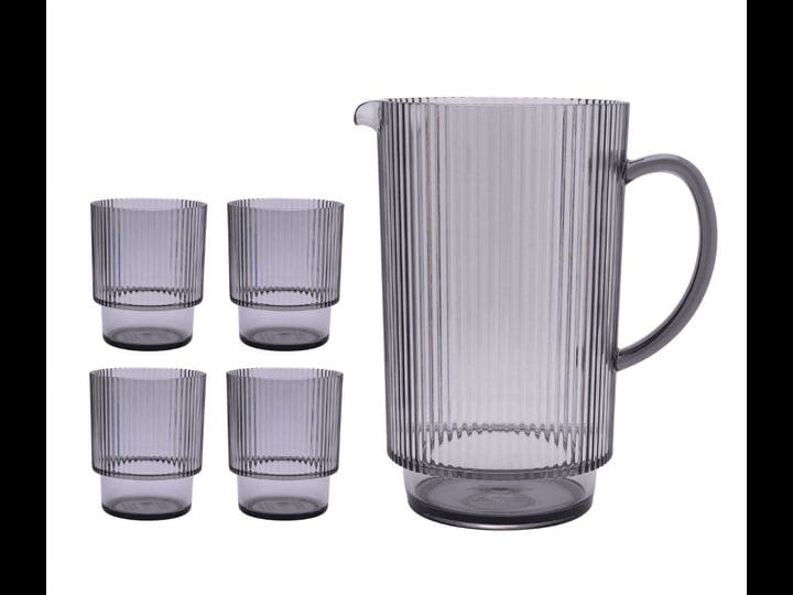 better-homes-gardens-gray-2-2-quart-plastic-ribbed-pitcher-set-with-tumblers-5-piece-size-2-2-qt-1