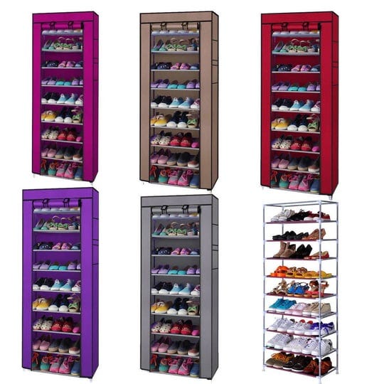 zimtown-10-tiers-shoe-rack-with-dustproof-cover-closet-shoe-storage-cabinet-organizer-1