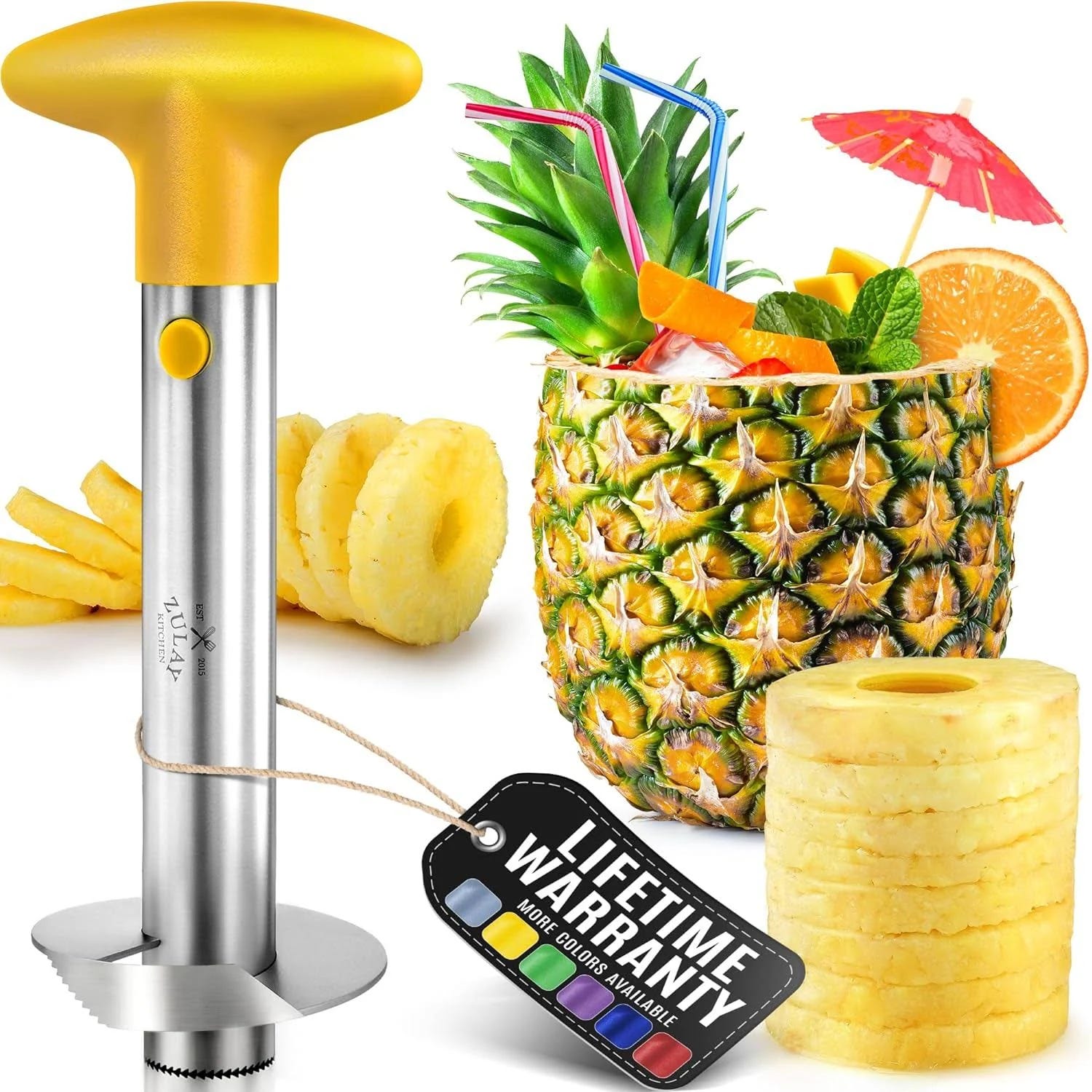 Zulay Yellow Pineapple Corer for Effortless Slicing | Image