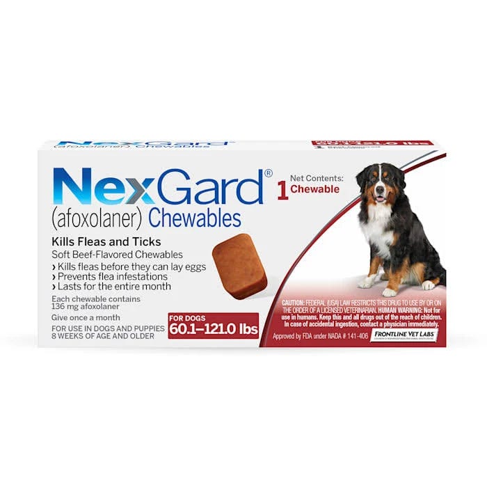 NexGard: Trusted Flea & Tick Medicine for Large Dogs (60.1-121 lbs) - 1 Month Supply | Image