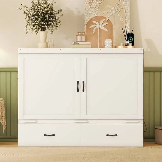 queen-cabinet-murphy-bed-with-usb-port-and-a-large-drawer-for-bedroom-white-1