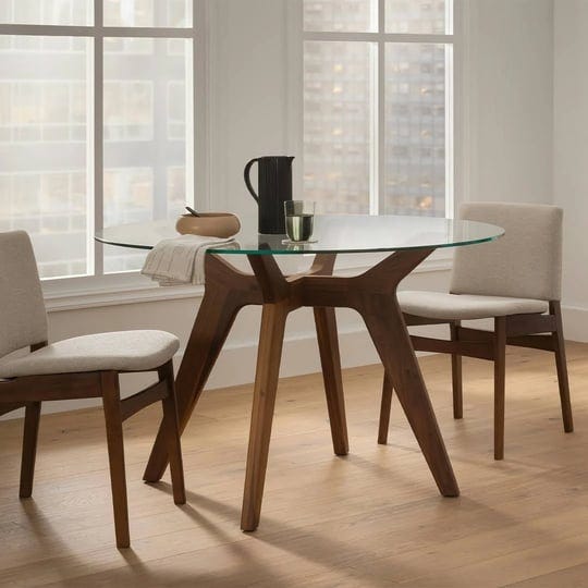 round-glass-dining-table-walnut-wood-legs-seats-4-article-emmer-modern-furniture-1