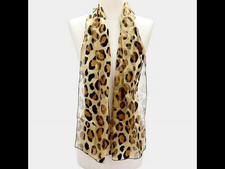hip-and-cool-clip-brown-or-gold-leopard-print-long-14-inch-x-60-inch-polyester-scarf-womens-size-one-1
