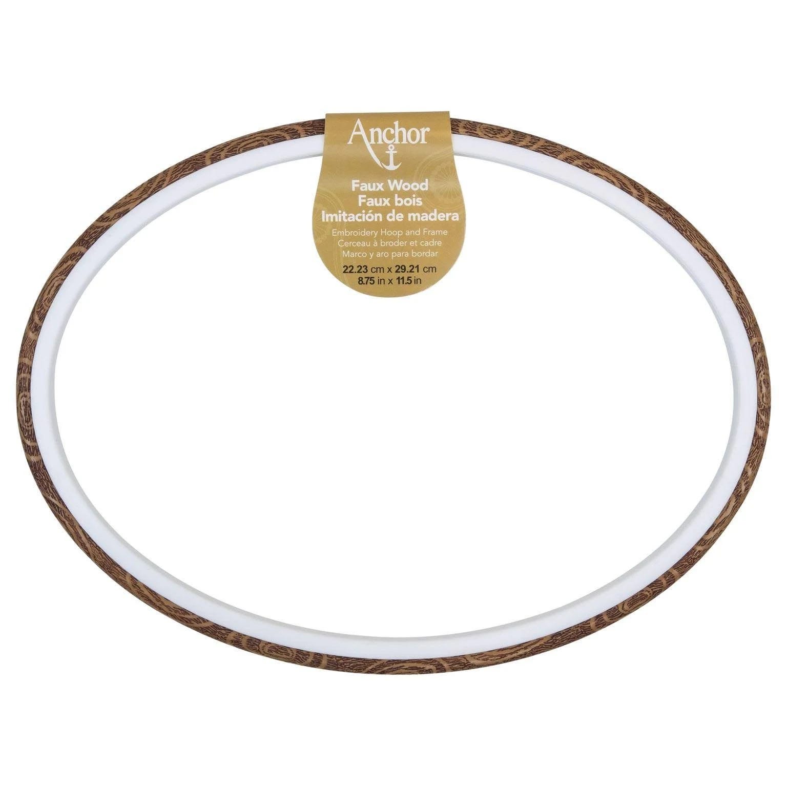 Faux Wood Oval Embroidery Hoop - 12-inch Dia. for Stitching, Framing, and Crafting | Image