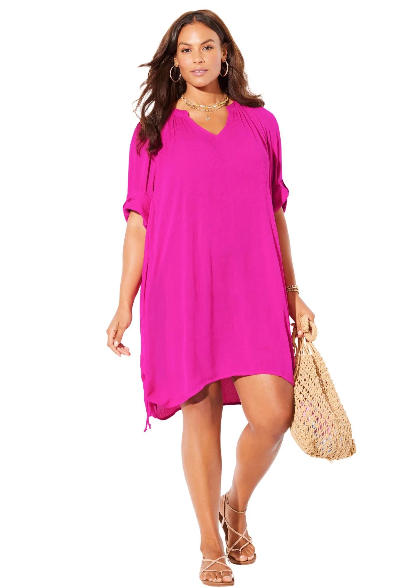 Plus Size Swimsuit Cover Up Tunic in Fruit Punch | Image