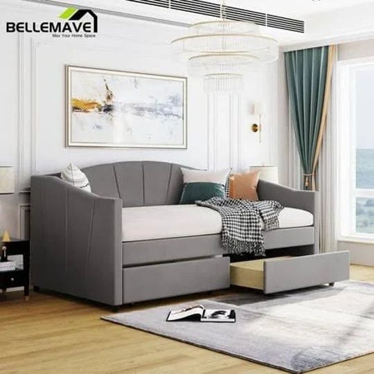 bellemave-gray-twin-size-velvet-upholstered-daybed-with-2-drawers-for-kids-teens-adults-modern-wood--1