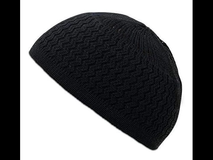 candid-signature-stretchy-zigzag-cotton-kufi-beanie-hat-black-adult-unisex-size-one-size-1