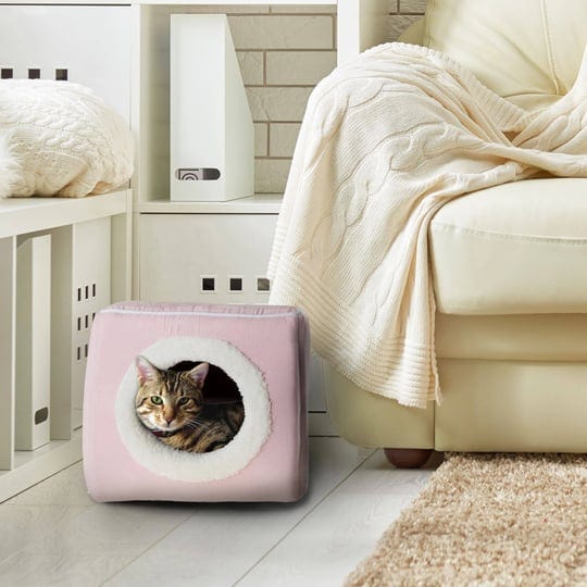 petmaker-cozy-cave-enclosed-cube-pet-bed-pink-1