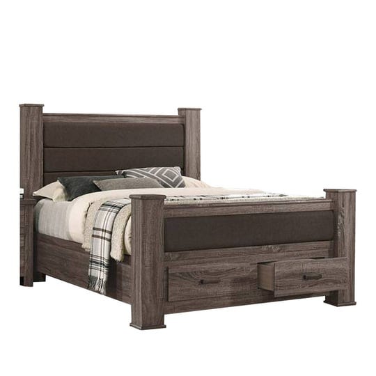 benjara-bm300200-fort-classic-wood-bed-with-2-drawers-upholstered-panel-oak-gray-king-size-1