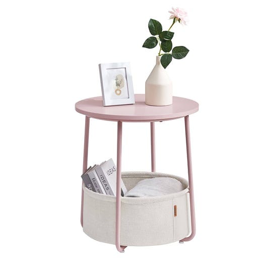 vasagle-modern-nightstand-with-fabric-basket-jelly-pink-1