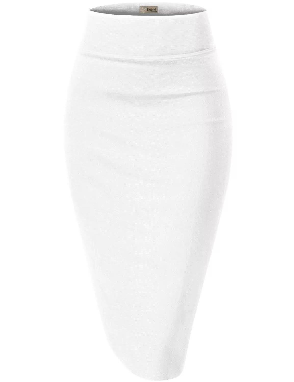 Premium Stretch High Waisted White Skirt for Office Wear | Image