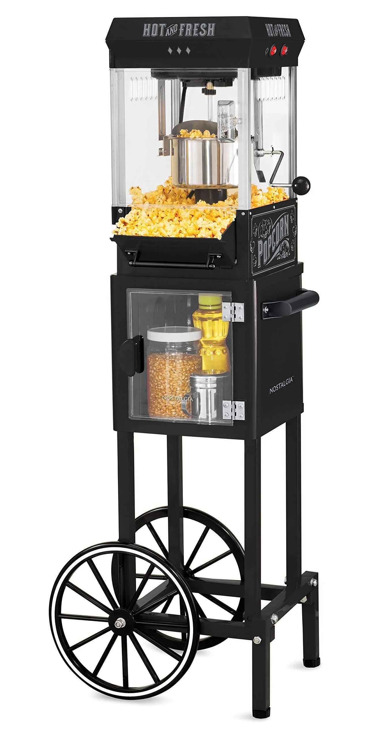 Vintage Popcorn Cart for Family Movie Nights - Black | Image