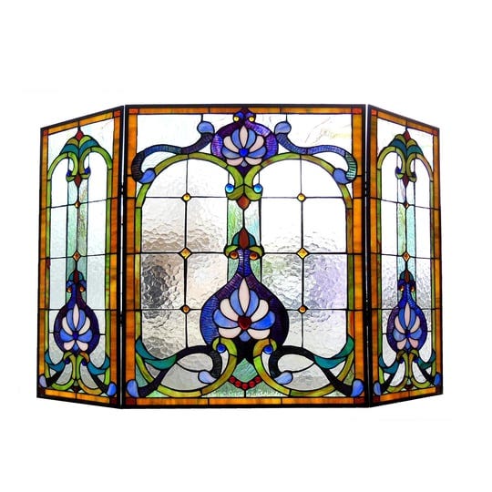 chloe-lighting-3pcs-folding-victorian-44-wide-tiffany-glass-fireplace-screen-1