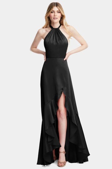 social-bridesmaids-womens-high-slit-ruffled-hem-gown-black-m-1