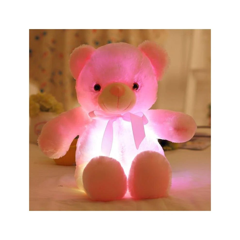 Pink LED Plush Teddy Bear with Built-in Light-Up Feature | Image