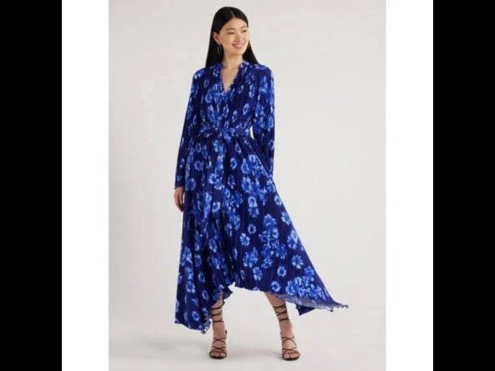 scoop-womens-pleated-handkerchief-hem-dress-with-long-sleeves-sizes-xs-xxl-1