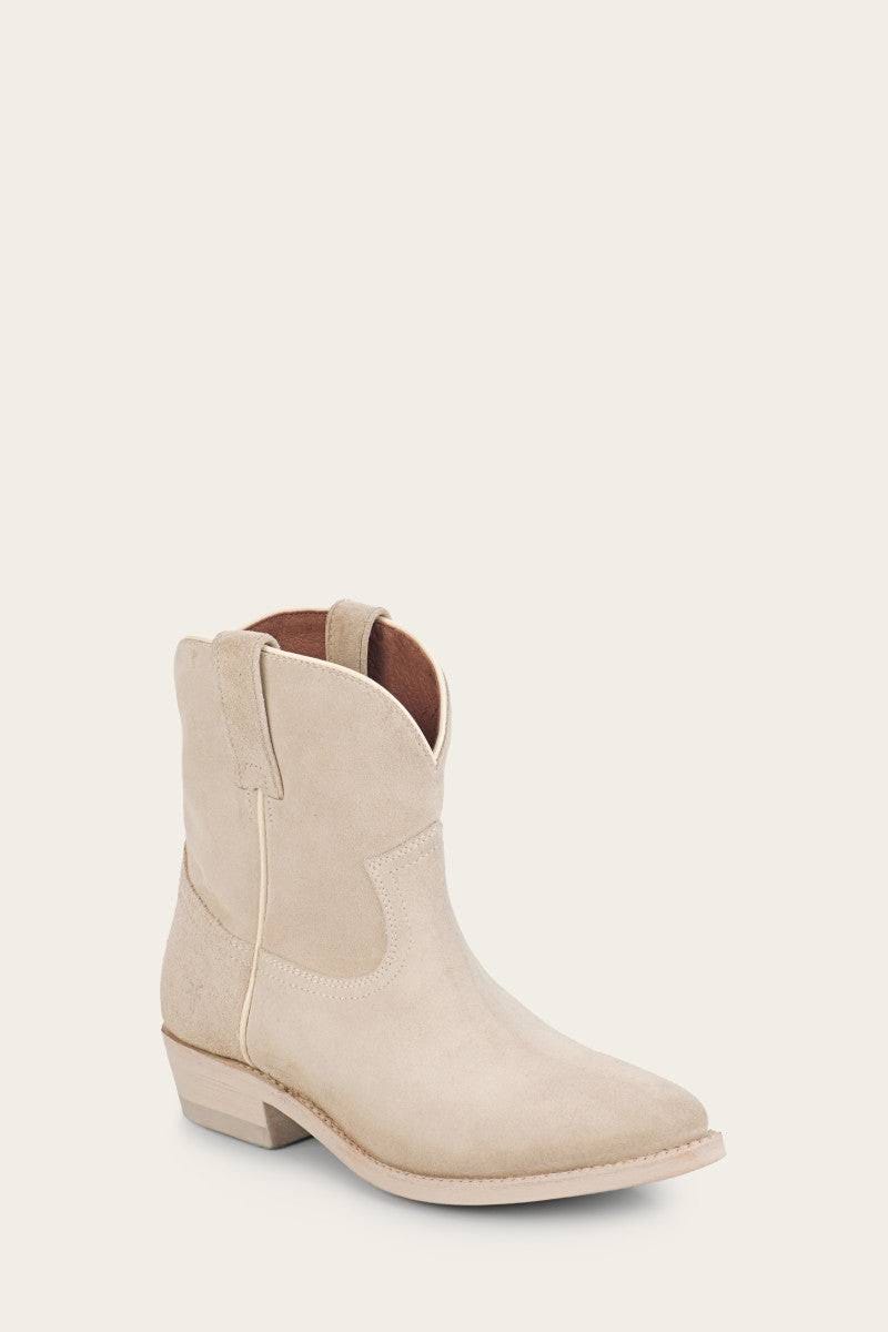 Ivory Suede Short Booties with Leather Sole | Image