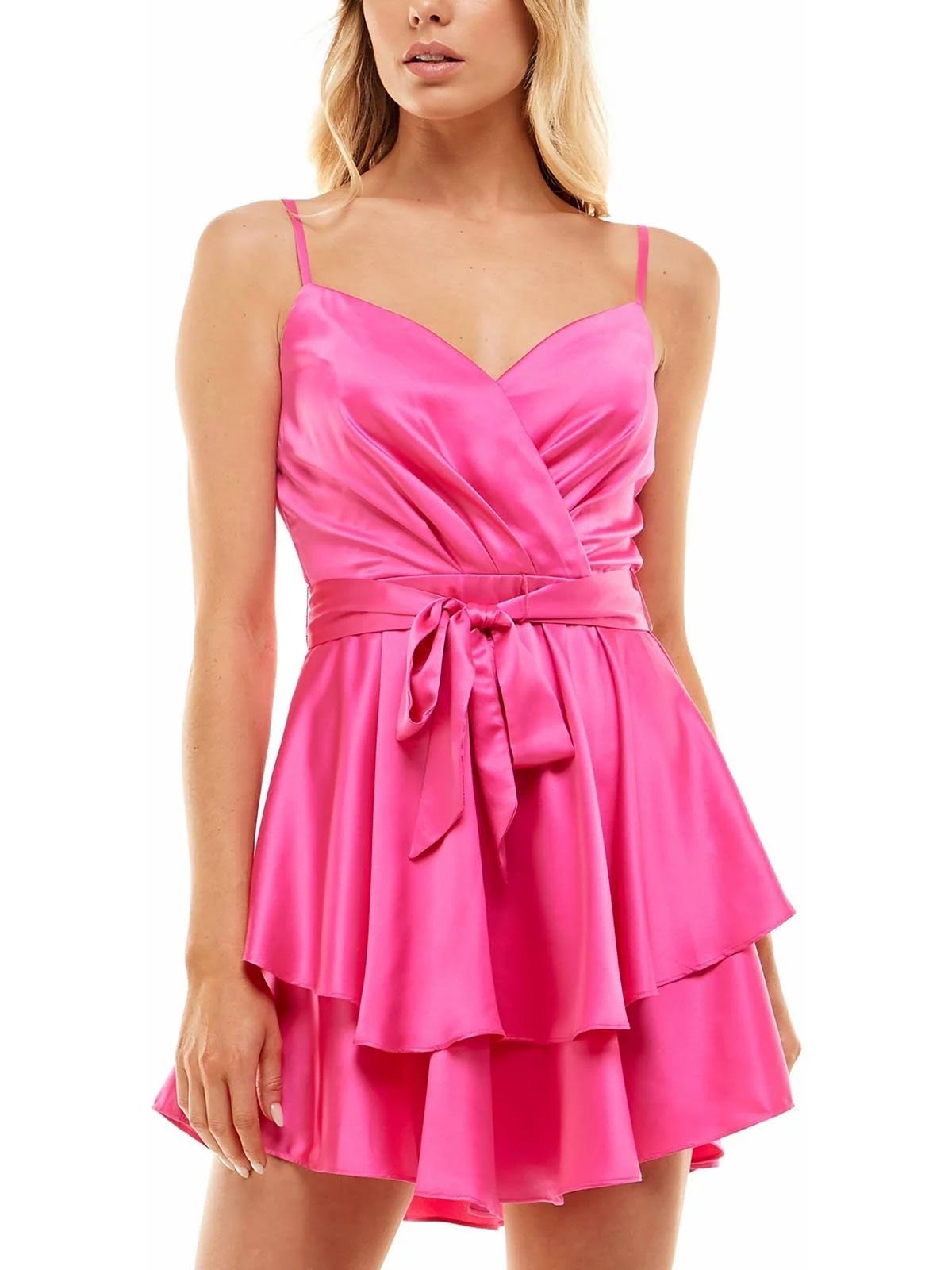Neon Pink A-Line Mini Dress for Party | Image