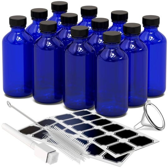 nevlers-12pk-8-oz-glass-bottles-with-lids-leakproof-boston-round-bottles-blue-glass-bottles-with-cap-1