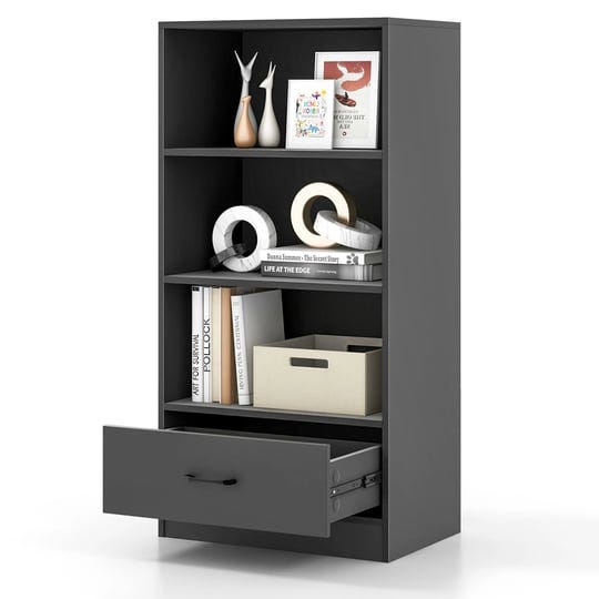 costway-4-tier-bookcase-48-display-bookshelf-storage-organizer-with-shelves-drawer-grey-1