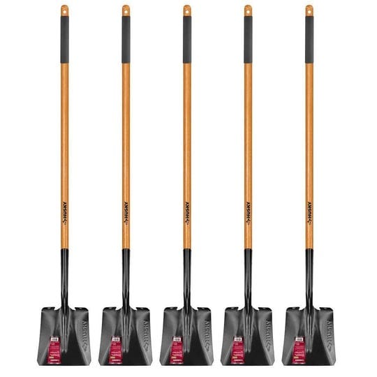 husky-78115-942-5-piece-47-in-l-wood-handle-carbon-steel-transfer-shovel-with-grip-garden-tool-set-1