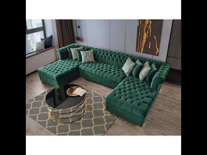 lauren-green-velvet-double-chaise-sectional-1