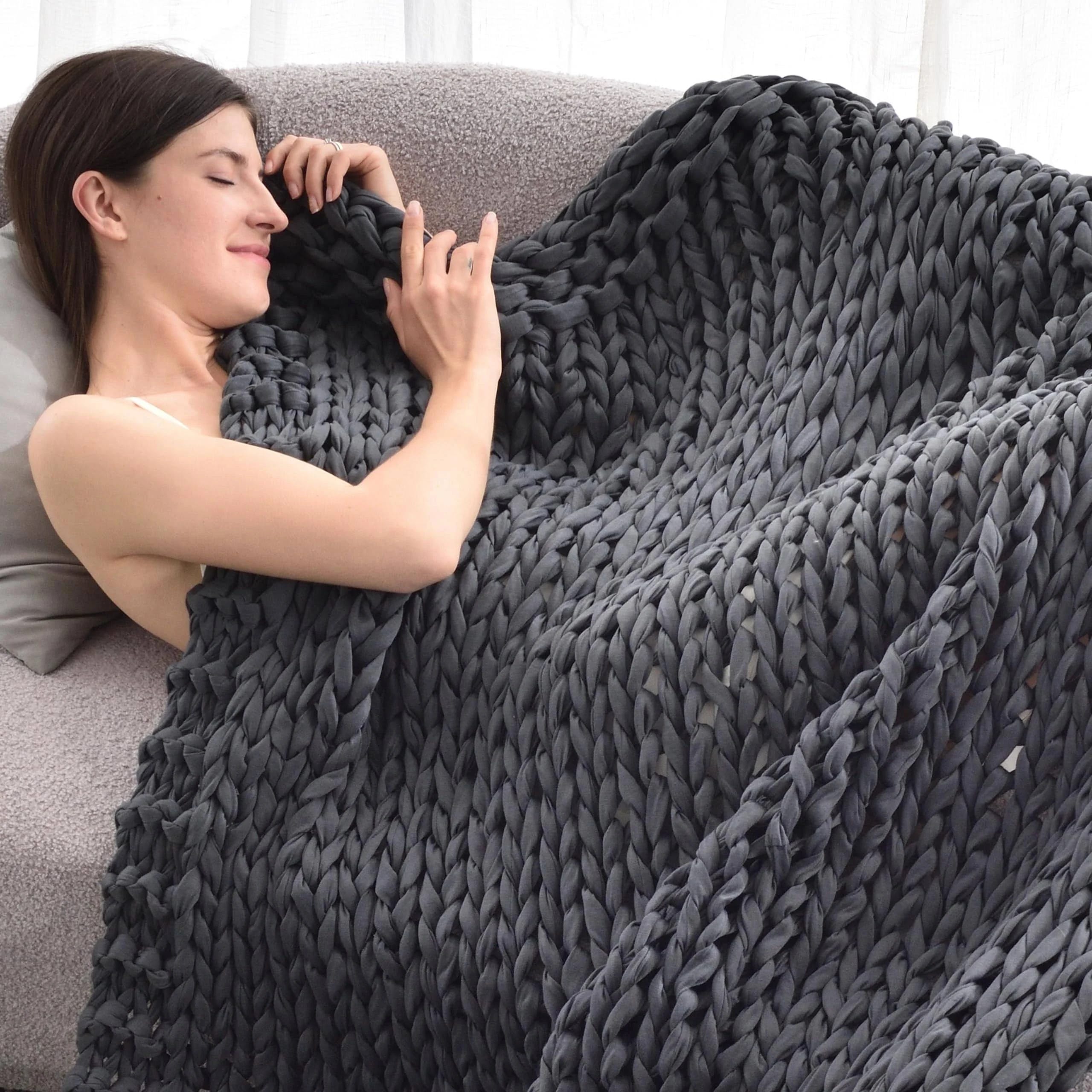 Alzoear Handmade Cotton Knitted Throw Blanket | Image