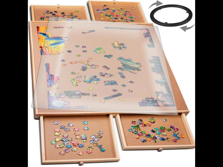 1000-piece-rotating-wooden-jigsaw-puzzle-table-4-drawers-puzzle-board-with-puzzle-cover-22-1-4-x-30--1