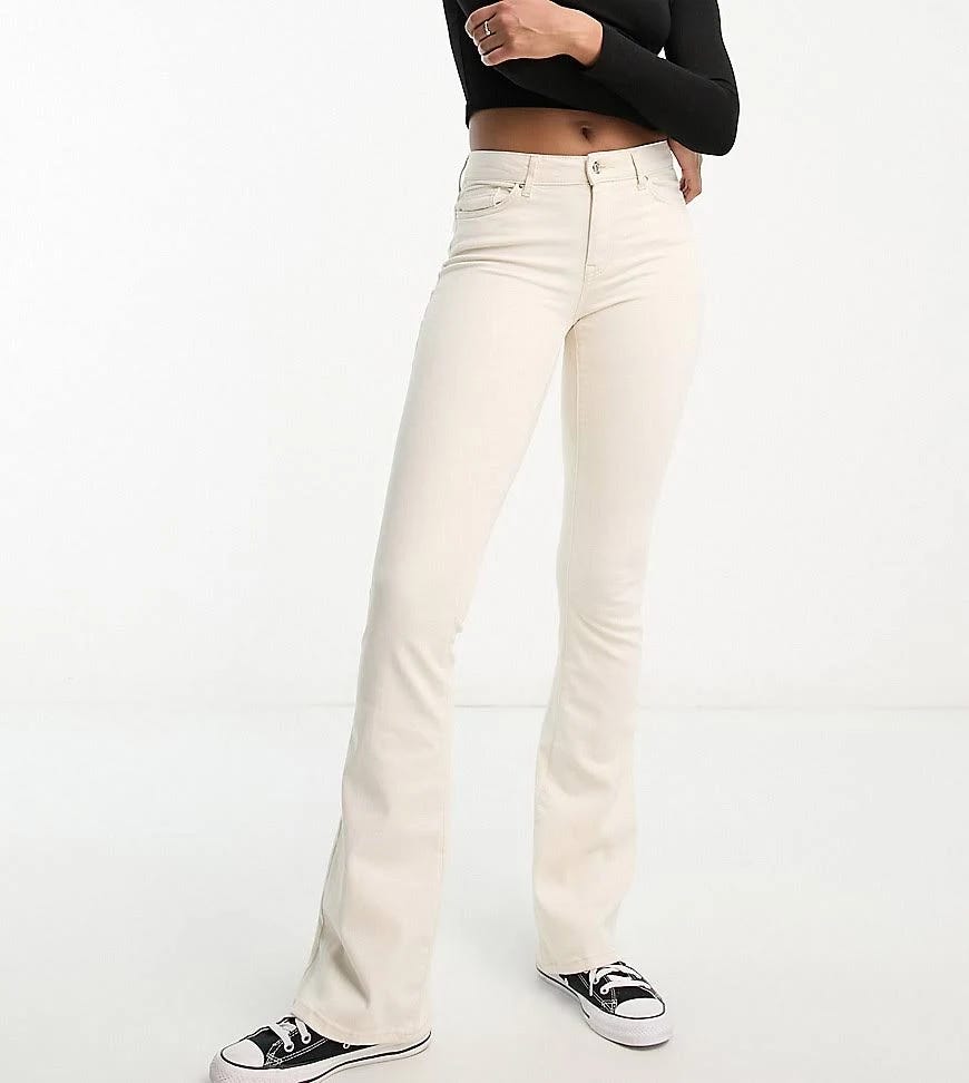 Elegant Blush Flared Jeans: Tall Ecru-White Stretch Denim | Image