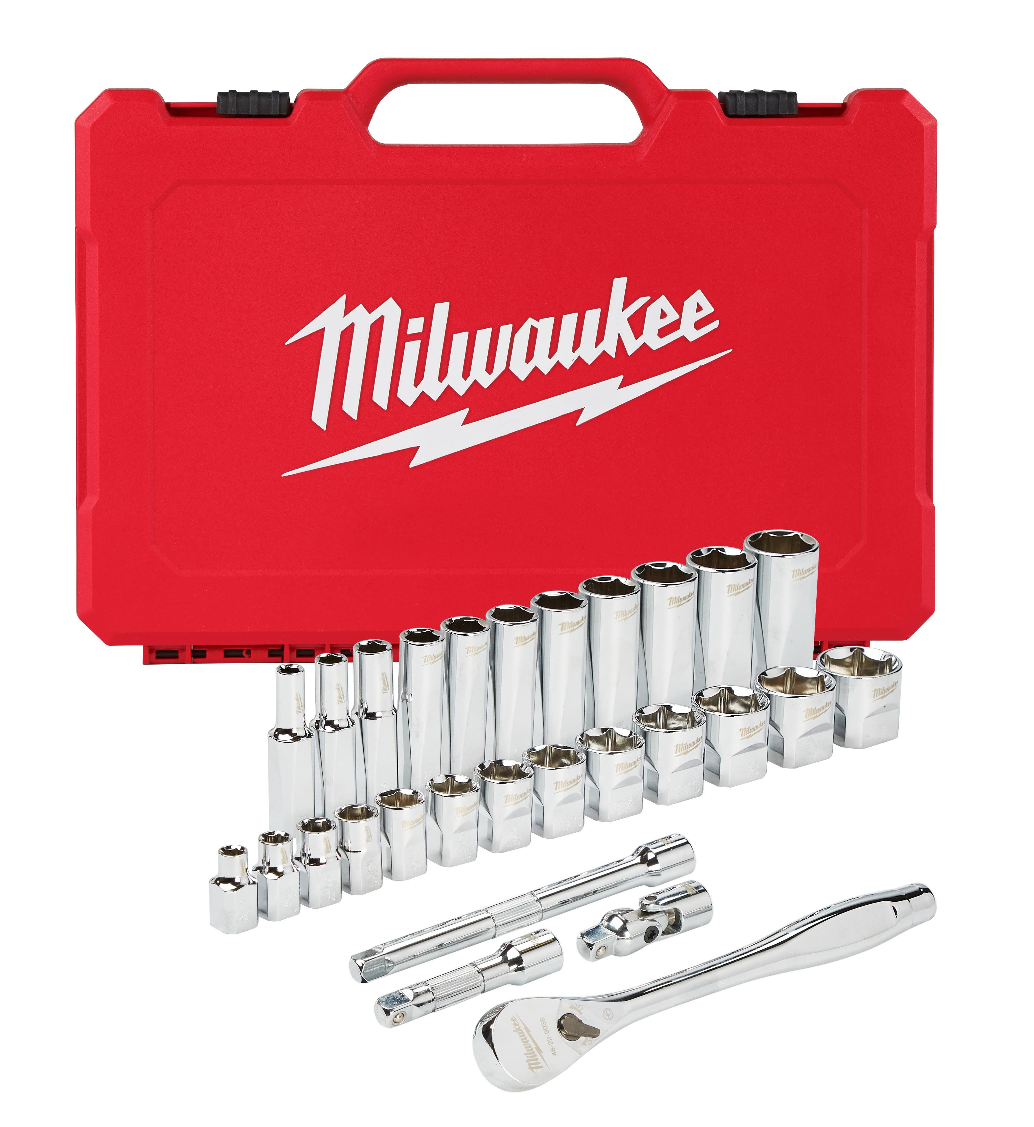Milwaukee SAE Ratchet and Socket Set - 3/8 Inch Drive | Image