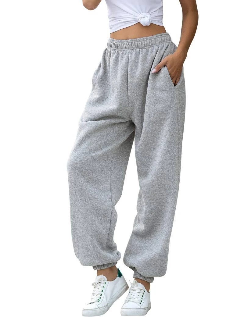 Comfortable Grey High-Waisted Sweatpants for Women | Image