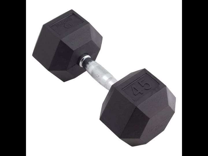 body-sport-rubber-encased-hex-dumbbell-45-lbs-1