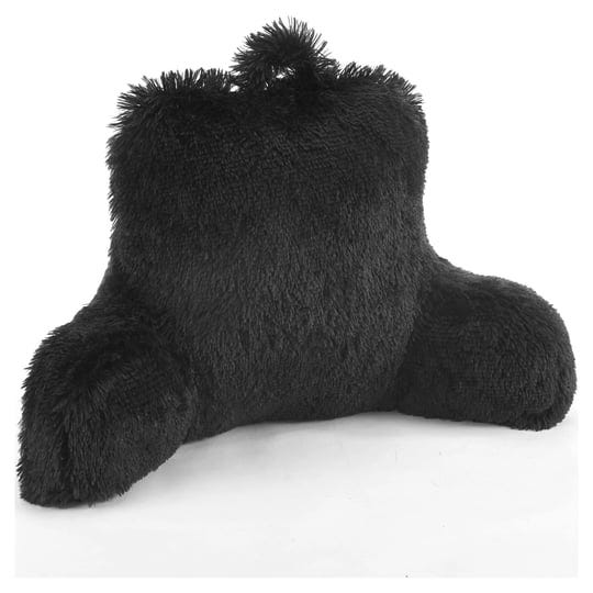 mainstays-black-long-hair-faux-fur-backrest-pillow-each-1