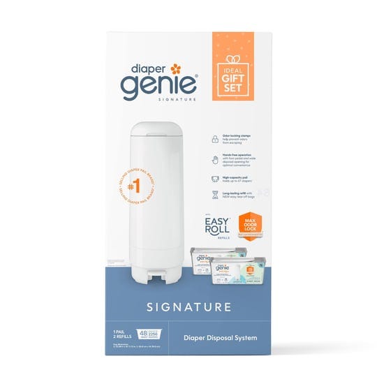 diaper-genie-signature-gift-set-includes-easy-roll-refill-with-48-bags-holds-up-to-2256-newborn-diap-1