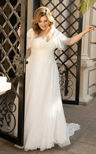 beautiful-plus-size-chiffon-v-neck-a-line-wedding-dress-white-size-18w-by-dorris-wedding-1